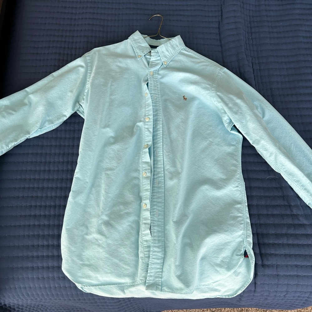 Men’s Small baby blue long sleeve classic fit polo Ralph Lauren